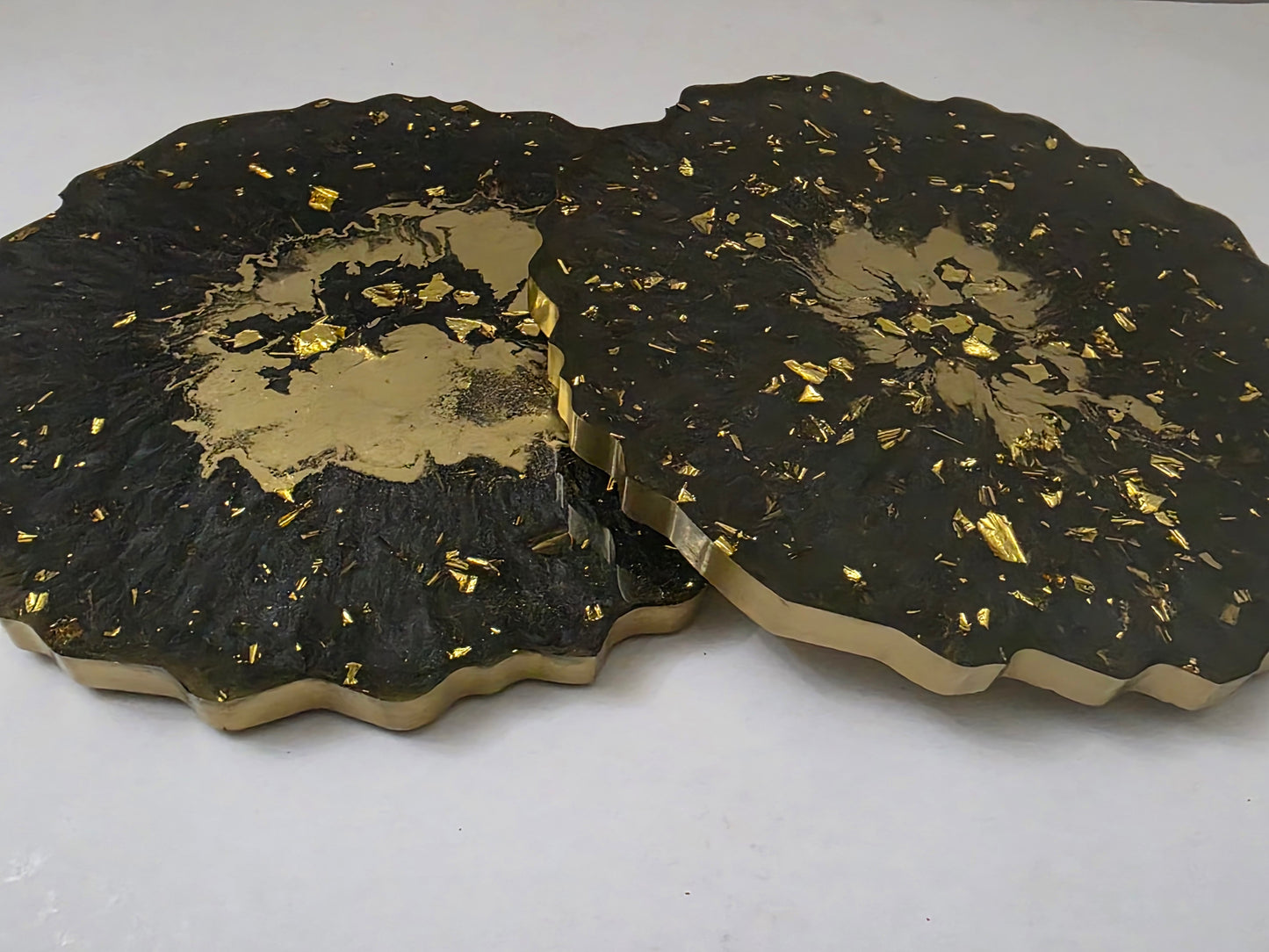 Irregular-Shaped Black with Gold Flakes Coaster