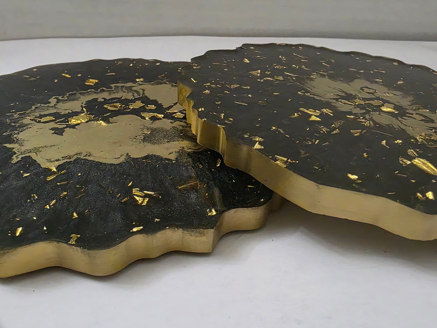 Irregular-Shaped Black with Gold Flakes Coaster