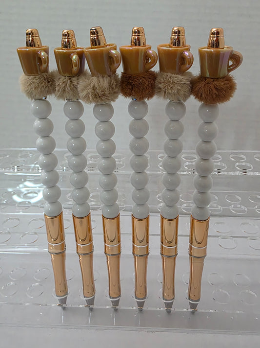 Coffee (Gold) Cup Beaded Pen