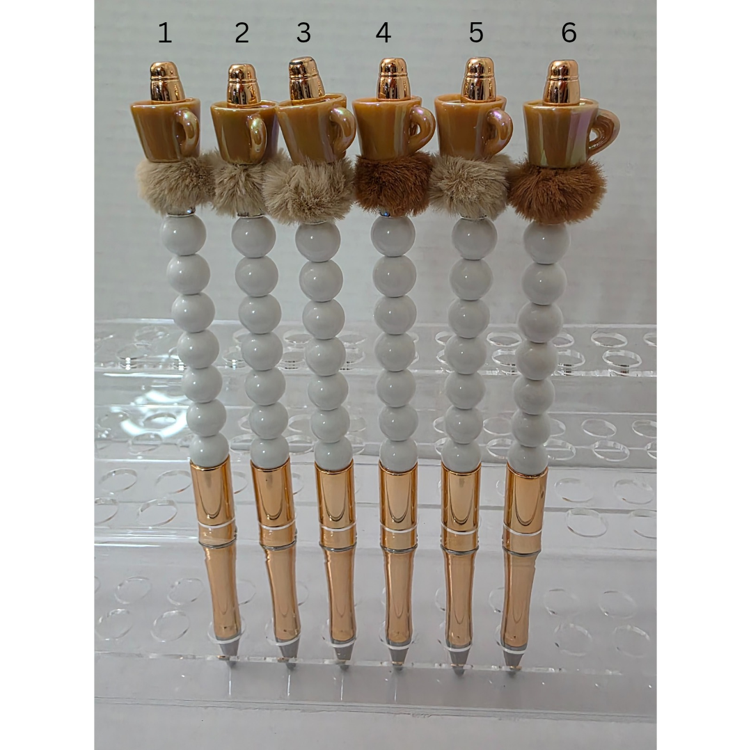 Coffee (Gold) Cup Beaded Pen