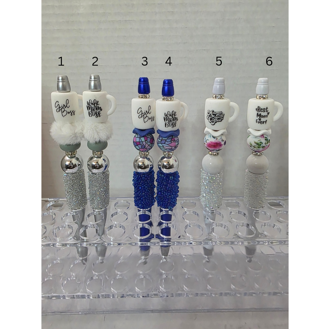 Coffee (White) Cup Beaded Pen