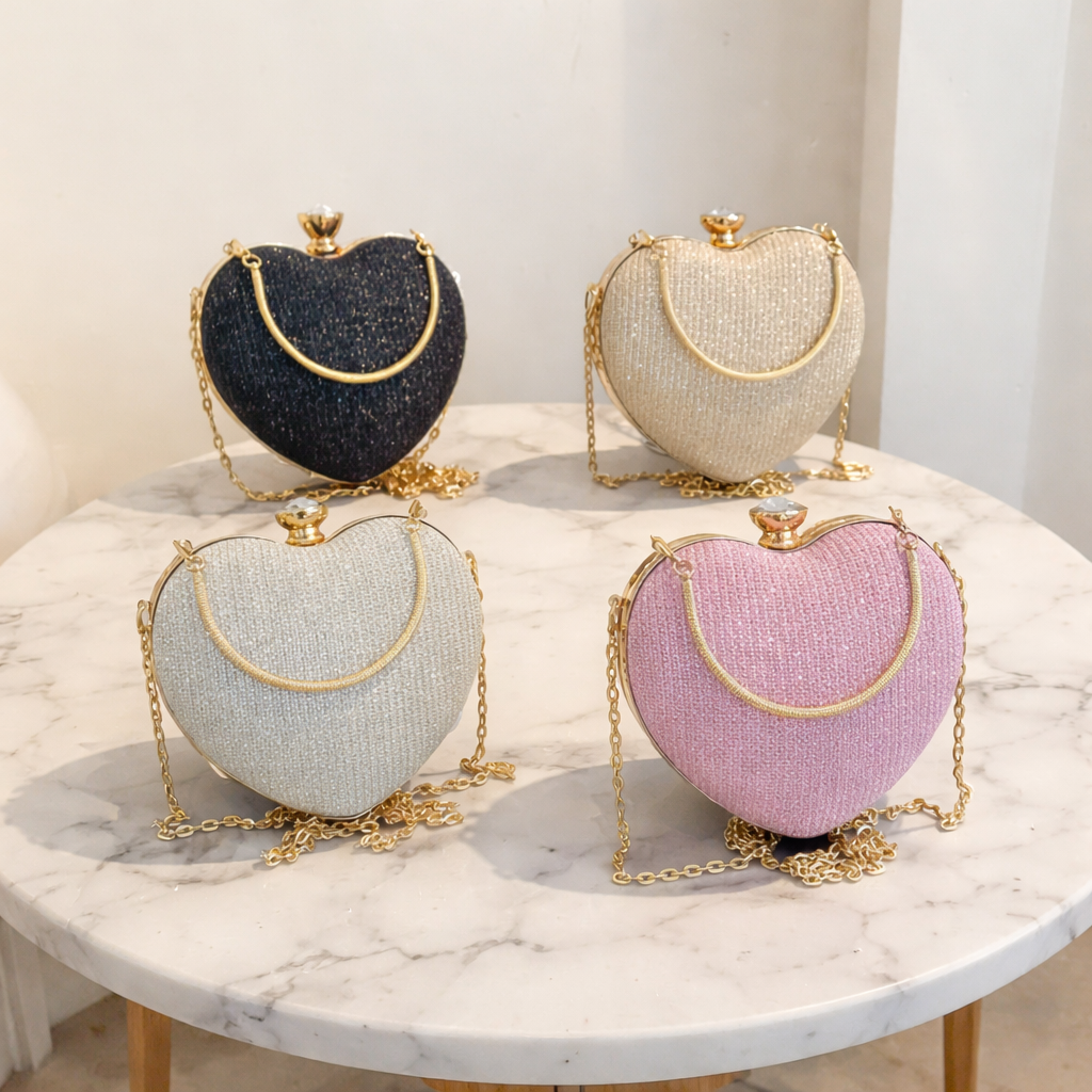 Candied Rhinestone Heart Handbag