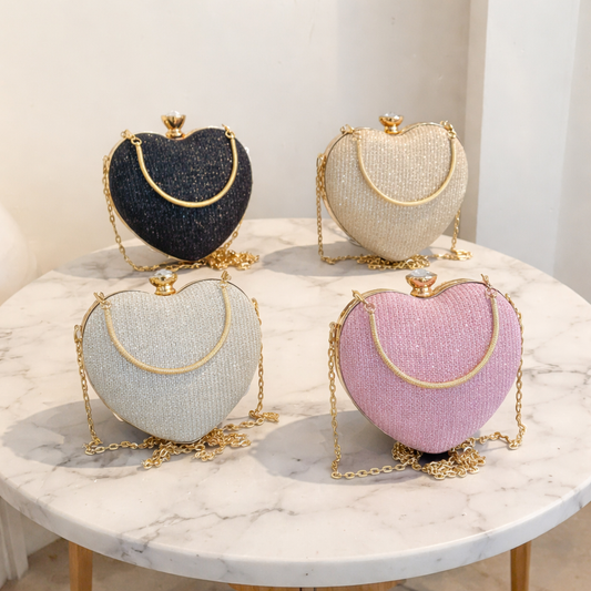 Candied Rhinestone Heart Handbag