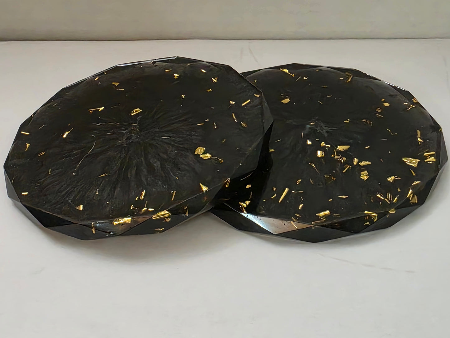 Rhombus-shaped Black with Gold Flakes Coaster