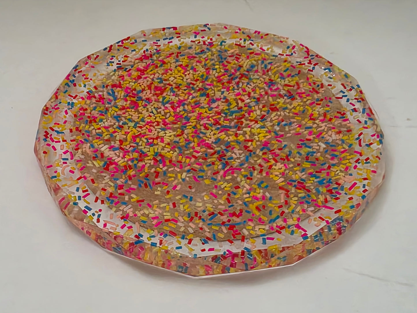 Rhombus-shaped Clear w/ Sprinkles Coaster